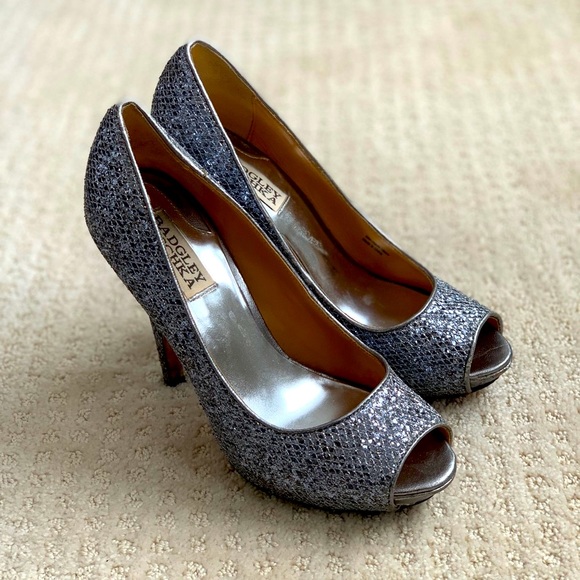 BADGLEY MISCHKA Sparkling Peep-Toe Heels - Picture 1 of 13